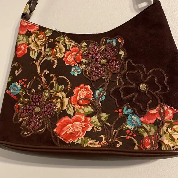 New Bueno purse, handbag. Brown with floral front - Picture 3 of 11